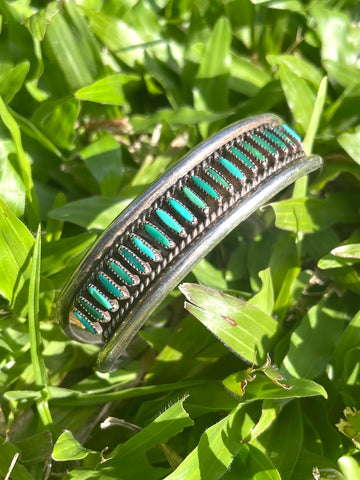 “Love Is For Sharing” - Vintage 3 Turquoise Stone And Silver Cuff