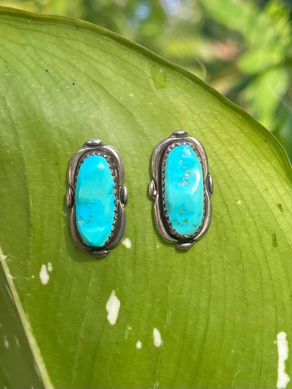 Vintage Native American Alvinia Zuni Turquoise Studs 1970s