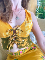 Molten Silver Floral Gem Necklace - Wendy Leherissey Design