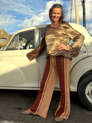 Seventies Sol Crochet Pants - Iresha Made In Disco Dunes Color- Golden Retro Riviera Collection