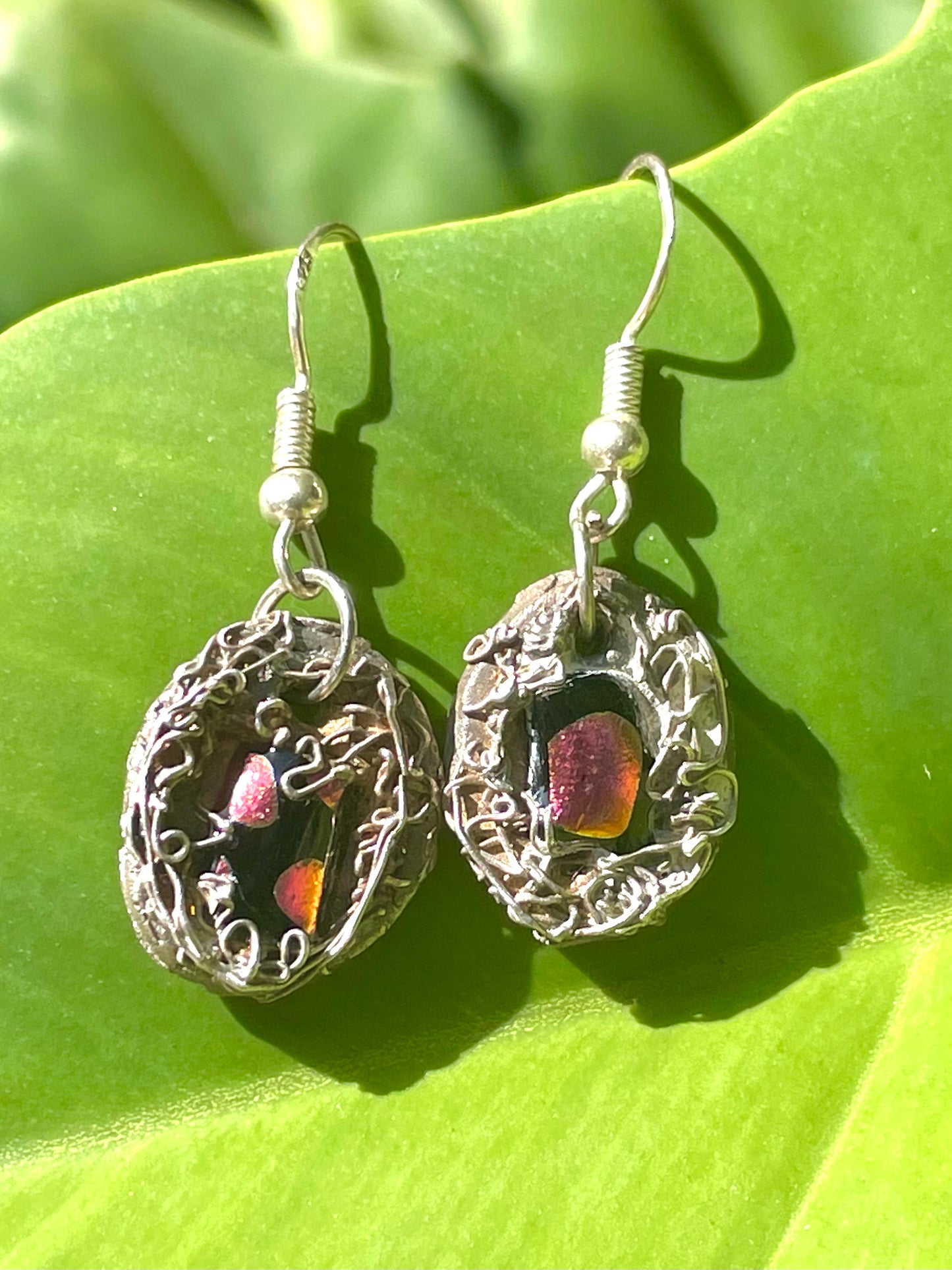 Wendy Molded Silver Glass Fusion Earrings