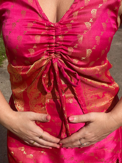 Araliya Top - Upcycled Silk Saree - Paradise In The Village Collection