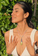 BoBo Crystal & Sterling Silver Wrap Necklace With Seed Beads - Made In Sri Lanka