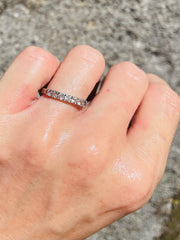 Sri Lankan White Sapphires On Silver Semi-Infinity Ring - Made In Sri Lanka