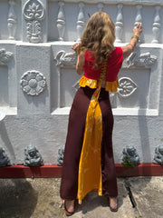 Sunset Muse Maxi Skirt
 - Upcycled Bamboo Silk Textile - Golden Retro Riviera Collection