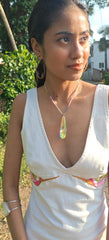 BoBo Crystal & Sterling Silver Wrap Necklace With Seed Beads - Made In Sri Lanka