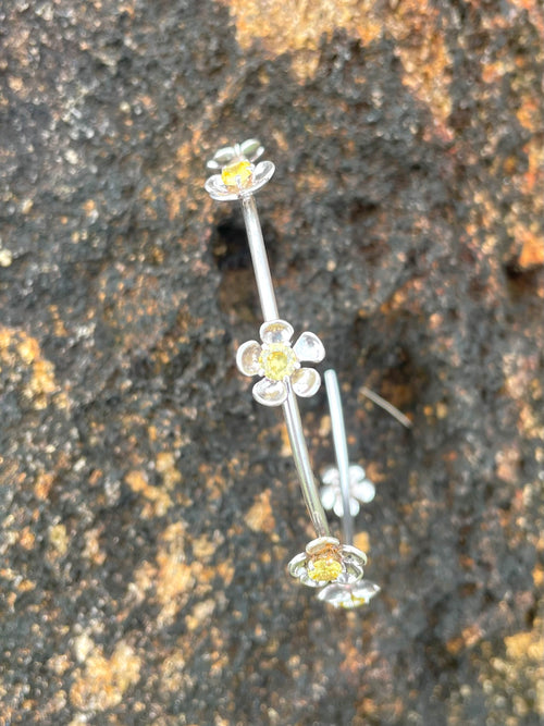 Frangipane Hoops In Silver & American Diamond - Made In Sri Lanka