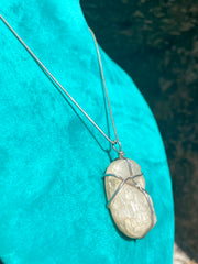 Sri Lankan Raw Moonstone Silver Wire Pendant - Kalumali Design
