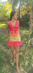 Circle Saree Mini Skirt - Paradise In The Village Collection - Upcycled Textiles