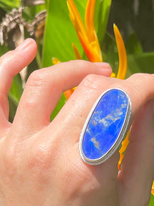 Sri Lankan Lapis & Silver Ring - Made In Sri Lanka
