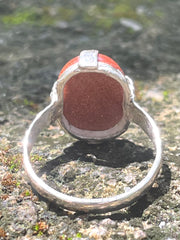Vintage Afghan Goldstone & Sterling Silver Ring