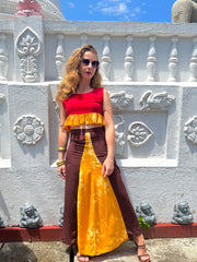 Sunset Muse Maxi Skirt
 - Upcycled Bamboo Silk Textile - Golden Retro Riviera Collection