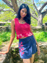 The Senu Embroidered Skort - Lanka Tropicana & Up-Cycled Collection