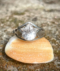 Vintage White Spinel & Silver Ring