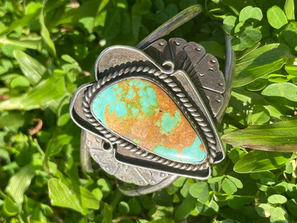 Vintage Native American Silver And Turquoise Cuff