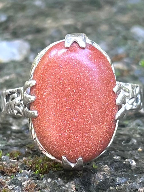 Vintage Goldstone & Silver Ring