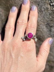 Vintage Afghan Fuscia Sterling Silver Ring With Bells