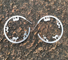 Yala Animal Hoops In Silver - Made In Sri Lanka