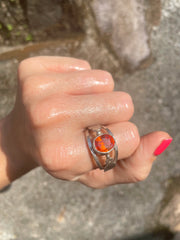 Vintage Afghan Hessonite Garnet & Silver Ring
