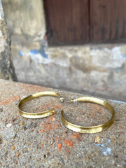 Bobo Textured Golden Brass Hoops