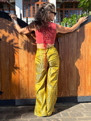 The Jackson Trouser - Upcycled Saree Textile - Golden Retro Riviera