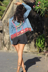 BoBo Upcycled Denim Jacket - Vintage Coin Banjara, Peruvian & Mexican
