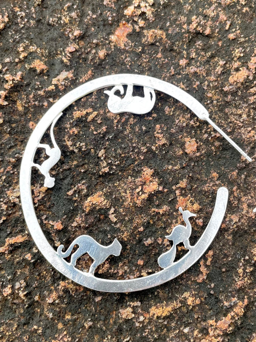 Yala Animal Hoops In Silver - Made In Sri Lanka