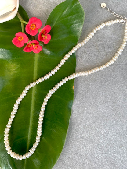 Pearl Necklace - 100% Genuine Pearls & .925 Silver