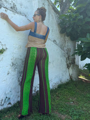 Seventies Sol Crochet Pants - Iresha Made In Coco-Green Color- Golden Retro Riviera Collection