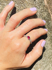 Sri Lankan Garnet & Silver Ring - Designed & Handmade by Kalumali