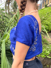 The Saila - Spiral Embroidered Saree Top - Up-Cycled Collection