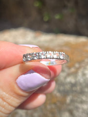 Sri Lankan White Sapphires On Silver Semi-Infinity Ring - Made In Sri Lanka