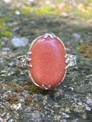 Vintage Afghan Goldstone & Sterling Silver Ring