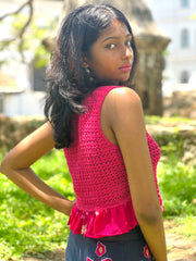 The Penelope Peplum Crochet Top - Small - Lanka Tropicana Collection