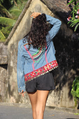 BoBo Upcycled Denim Jacket - Vintage Coin Banjara, Peruvian & Mexican