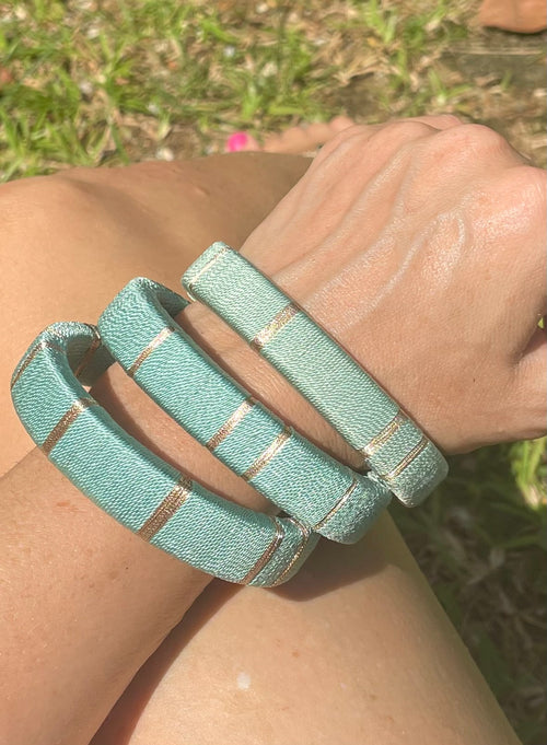 Galle Fort Bangles In Glistening Teal - Set Of Three