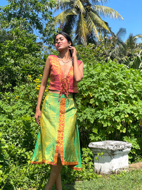 The Parvati Set - Up-Cycled Vintage Silk Saree - Made In Sri Lanka