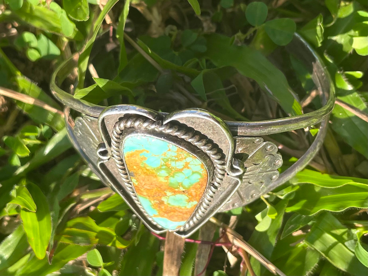 Vintage Native American Silver And Turquoise Cuff