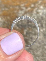 Sri Lankan White Sapphires On Silver Semi-Infinity Ring - Made In Sri Lanka