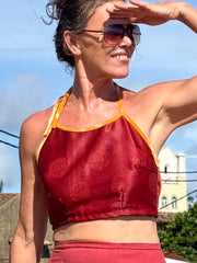 Mauve Halter Top - Upcycled - Golden Retro Riviera Collection