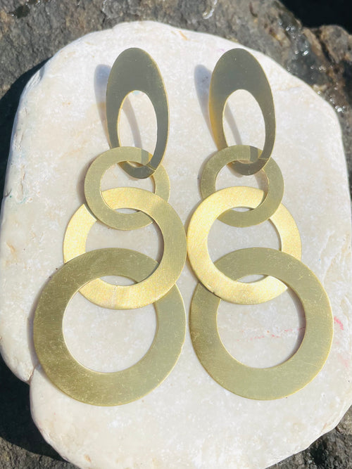 Bobo Gold Brass Dangle Hoops