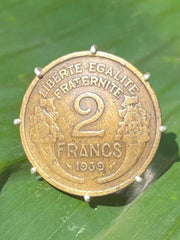 Vintage Coin Silver Ring - Authentic 2 Francs Coin- Ring Made In Sri Lanka