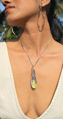 BoBo Crystal & Sterling Silver Wrap Necklace With Seed Beads - Made In Sri Lanka