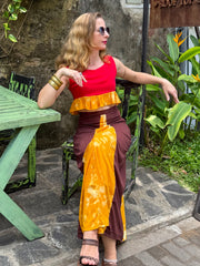 Sunset Muse Maxi Skirt
 - Upcycled Bamboo Silk Textile - Golden Retro Riviera Collection