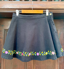 The Selene - Hand Embroidered Denim Skirt - Up-Cycled Collection