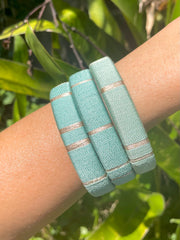 Galle Fort Bangles In Glistening Teal - Set Of Three