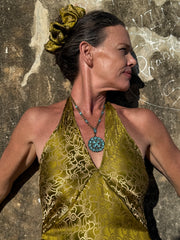 The Christina Halter Dress - Upcycled Saree Textile - Golden Retro Riviera Collection