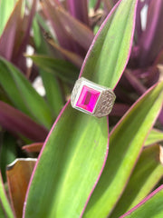 Vintage Afghan Silver And Pink Crystal Ring