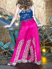 The Bobo Pant - Vintage Silk  Saree - Lanka Tropicana & Up-Cycled Collection