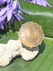 Vintage Coin Silver Ring - Authentic 2 Francs Coin- Ring Made In Sri Lanka